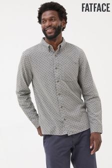 FatFace Light Grey Long Sleeve Geo Print 100% Cotton Shirt (E69918) | $123