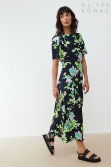 Women s Oliver Bonas Black Holiday Short Sleeve Dresses Next Oman