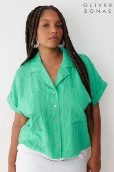 Oliver Bonas Green Stripe Boxy Short Sleeve Shirt (E70277) | kr1 160