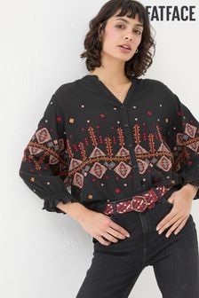 FatFace Elana Black Embroidered Blouse (E70663) | $84