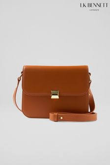 LK Bennett Tan Brown Lock Cross-Body Othelia Shoulder Bag (E70868) | $324