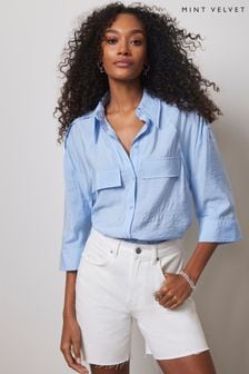 Mint Velvet Blue Utility Shirt (E70930) | $167