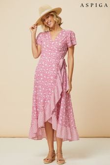 Aspiga Pink Demi Wrap Dress (E71143) | 445 QAR