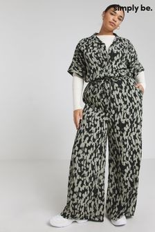 Simply Be Green Print Button Thru Jumpsuit (E71174) | $50