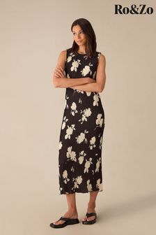 Ro&zo Floral Plisse Tube Black Dress (E71349) | 4 520 ₴