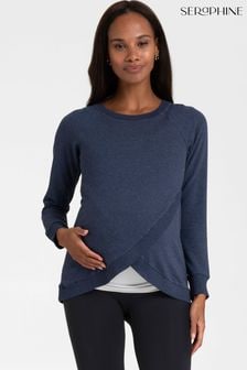 Seraphine Blue Front Wrap Sweatshirt (E71616) | $101