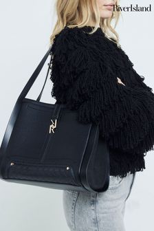 Black slouch bag river island on sale