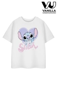Vanilla Underground White Girls Stitch Disney Licensed T-Shirt (E73364) | 69 QAR