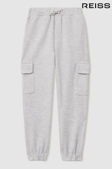 Reiss Grey Arzin 13-14 yrs Textured Cotton Blend Drawstring Joggers (E73432) | SGD 105