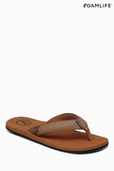 Foamlife Brown/Gold Mens Seales Flip Flops (E73668) | $51