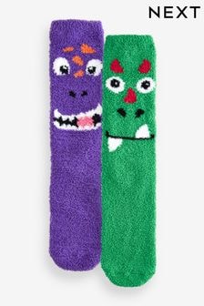 Green/Purple Pattern Cosy Bed Socks 2 Pack (E73838) | $16