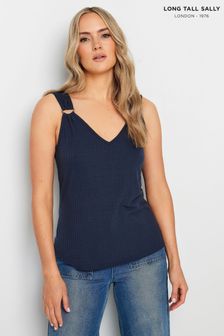 Long Tall Sally Blue V-Neck Hardwear Ribbed Vest (E74173) | kr480