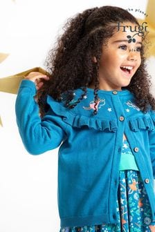 Frugi Blue Romi Ruffle Cardigan (E74346) | kr415 - kr467