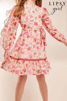 Lipsy Ruffle Sleeve Chiffon Sparkle Dress (5-16yrs) (E74691) | ₺ 1.332 - ₺ 1.628