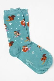 FatFace Green Skiing Animal Print Socks (E74957) | $10