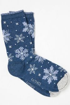 FatFace Blue Navy Womens Snowflake  Socks 1 Pack (E74961) | $16