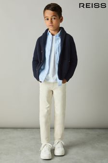 Reiss Navy Nimbus 3-9 yrs Ribbed Shawl Cardigan With Merino Wool (E75009) | $78