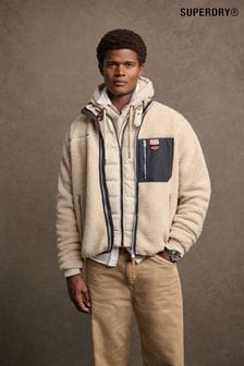 Superdry White Vintage Retro Full Zip 100% Cotton Fleece (E75026) | $137