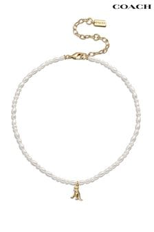 COACH Gold Tone Rexy Pearl Choker Necklace (E75856) | KRW202,800