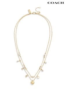 COACH Gold Tone Signature Charm Layered Necklace (E75861) | KRW320,200