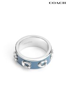 COACH Silver Tone Signature C Enamel Band Ring (E75865) | ￥13,210