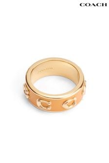 COACH Gold Tone Signature C Enamel Band Ring (E75873) | ￥13,210