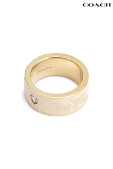 COACH Gold Tone Signature Horse & Carriage Band Ring (E75908) | €131