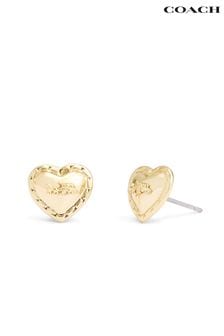 COACH Gold Tone Signature Horse & Carriage Heart Stud Earrings (E75918) | ￥7,050