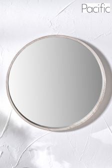 Pacific Grey Oak Wood Veneer Slim Frame Round Wall Mirror (E75992) | €136