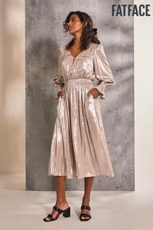 FatFace Gold Rina Metallic Midi Dress (E76147) | kr1,399