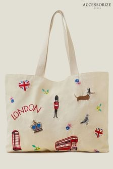 Accessorize Natural London Embroidered Shopper Bag (E76534) | 11 BD