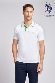 U.S. Polo Assn. White Mens Life Double Horsemen Polo Shirt (E76849) | $103