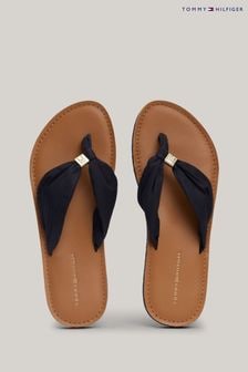 Tommy Hilfiger Blue Elevated Ruched Strap Flat Beach Sandals (E77139) | $86