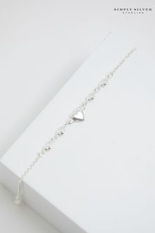 Simply Silver Silver Tone 925 Polished Silver Puff Heart Bracelet (E77611) | KRW96,100