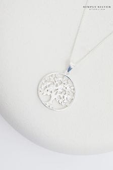 Simply Silver Tone 925 Tree of Life Pendant Necklace