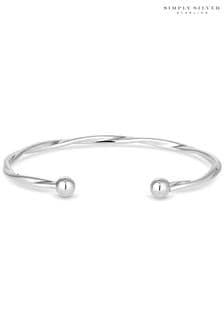 Simply Silver Silver Tone Sterling 925 Polished Twist Cuff Bracelet (E77625) | SGD 116