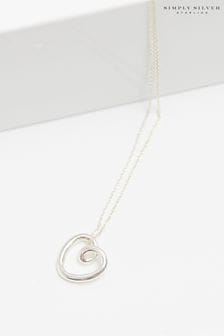 Simply Silver Silver Tone Sterling 925 Swirl Open Heart Necklace (E77631) | $46