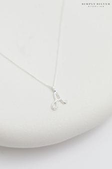 Simply Silver Tone Sterling 925 Polished And Cubic Zirconia Initial Pendant (E77639) | 37€