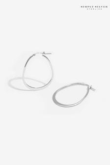 Simply Silver Silver Tone Sterling 925 Polished Oval Flat Edge Hoop Earrings (E77642) | €48