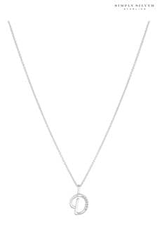 Simply Silver Tone Sterling 925 Polished And Cubic Zirconia Initial Pendant (E77648) | HK$257