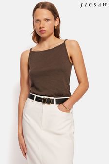 Brązowy - Jigsaw Cotton Luxe Brown Tank (E79314) | 245 zł