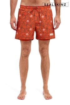 Оранжевые пляжные шорты с лиственным принтом Sealskinz (E79373) | €86