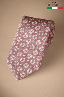 Pink Medallion Signature Made In Italy Printed Melange Tie (E79392) | 180 SAR