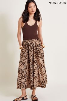 Monsoon Raife Leopard Print Skirt