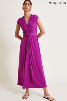 Fioletowy - Monsoon Jaya Jersey Maxi Dress (E79471) | 475 zł