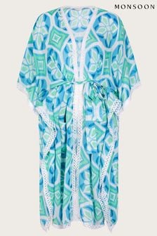 Monsoon Green Mosaic Print Belted Kimono (E79493) | 69 €