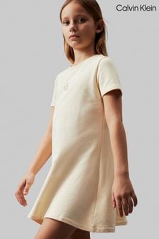 Calvin Klein Natural Logo Terry Fit Flare Dress (E79669) | ￥10,570