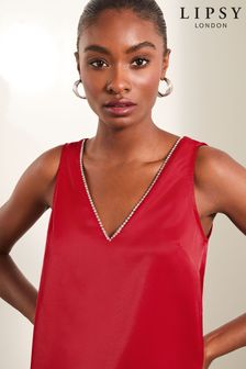 Red embellished top deals