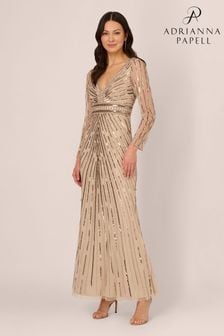 Adrianna papell v neck sequin gown shop