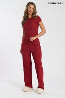 Loungeable Red T-Shirt & Straight Leg Pants Lounge Set (E82362) | $55